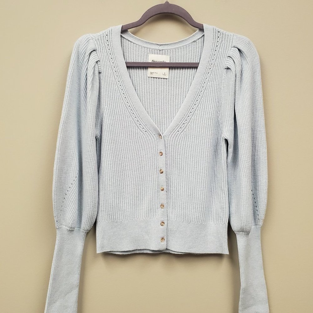 Abercrombie & Fitch Blue Button- Down Cardigan Cropped - Size S